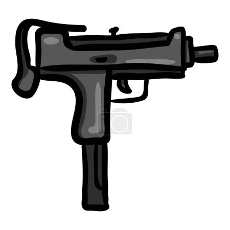Ilustración de Submachine pistola dibujado a mano Doodle icono - Imagen libre de derechos
