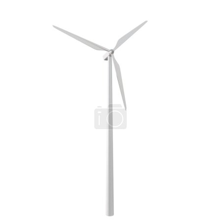 Téléchargez les photos : Illustration 3D. Éolienne sur un fond blanc isolé. Concept d'énergie durable et renouvelable. - en image libre de droit