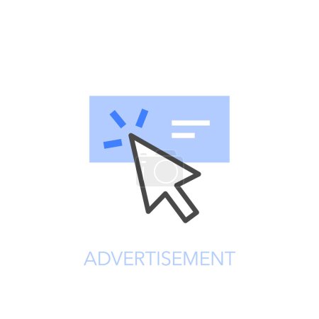 Ilustración de Símbolo de icono de anuncio visualizado simple con un banner y un cursor de ratón. - Imagen libre de derechos