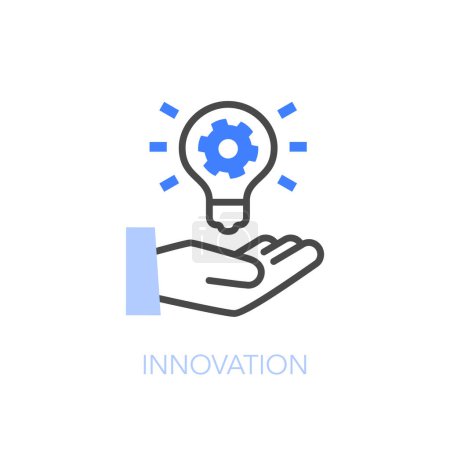 Illustration for Simple visualised innovation icon symbol with a human hand and a light bulb. - Royalty Free Image