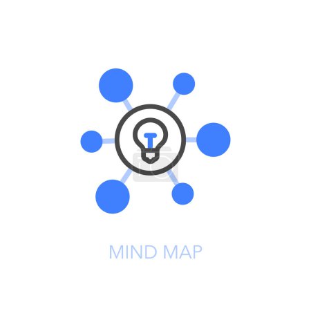 Ilustración de Símbolo de mapa mental visualizado simple con una bombilla y un diagrama. - Imagen libre de derechos