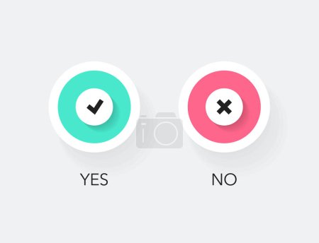 Ilustración de Flat design of yes or no voting buttons. Simple marks graphic design for web or presentation. - Imagen libre de derechos