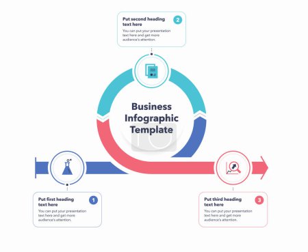 Illustration for Business infographic template with three colorful steps. Modern diagram with flat colorful icons. - Royalty Free Image