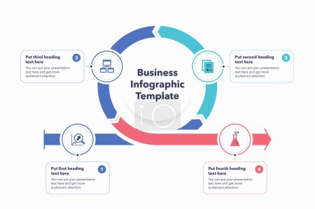Illustration for Business infographic template with four colorful steps. Modern diagram with flat colorful icons. - Royalty Free Image