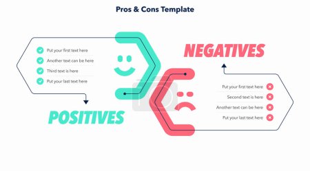 Illustration for Pros and cons diagram with place for your content. Simple flat template for data visualization. - Royalty Free Image
