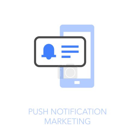 Téléchargez les illustrations : Symbole d'icône de marketing de notification push visualisé simple avec un smartphone et un message promu. - en licence libre de droit