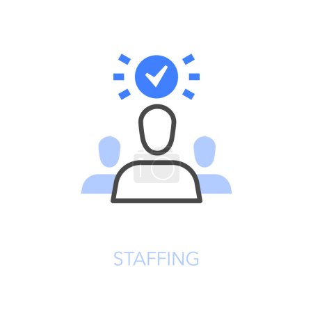 Illustration for Simple visualised staffing icon symbol with a choosing eligible candidate. - Royalty Free Image