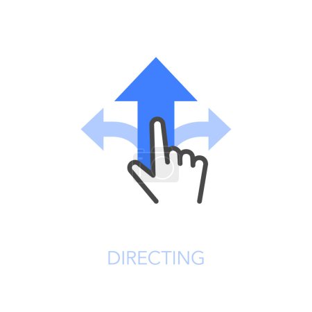 Ilustración de Símbolo de icono de dirección visualizado simple con una mano humana que determina la dirección correcta para lograr el objetivo establecido. - Imagen libre de derechos
