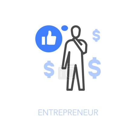 Ilustración de Símbolo simple icono empresario visualizado con una persona pensando en su plan de negocios. - Imagen libre de derechos
