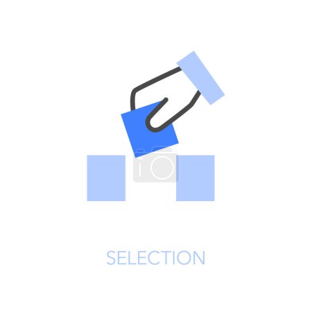 Ilustración de Símbolo de icono de selección visualizado simple con una mano humana eligiendo un artículo conveniente de la línea. - Imagen libre de derechos