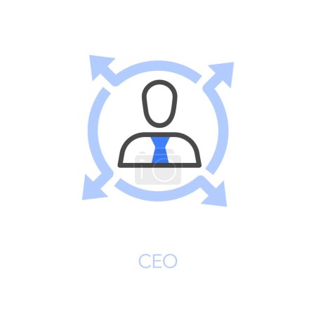 Ilustración de Símbolo de icono CEO visualizado simple con un líder, que toma decisiones y las pone en acción. - Imagen libre de derechos