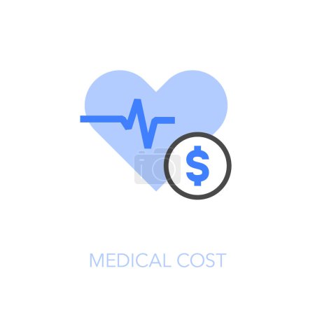 Ilustración de Símbolo de icono de costo médico visualizado simple con una actividad cardíaca y una moneda de dinero. - Imagen libre de derechos