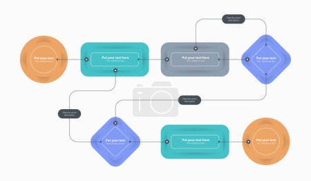 Illustration for Simple modern template for process flow diagram. Flat infographic design for website or data presentation. - Royalty Free Image
