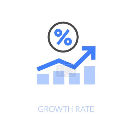 Téléchargez les illustrations : Symbole d'icône de taux de croissance visualisé simple avec une courbe croissante et un symbole de pourcentage. - en licence libre de droit