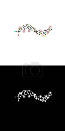 Photo for Colored Christmas Lights Letters typeface  with separate transparency tilde - Royalty Free Image