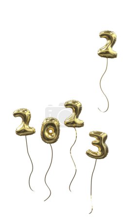 Photo for New Years Balloon 2022 fly away 2023 arrived all gold - Royalty Free Image