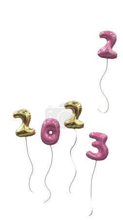 Photo for New Years Balloon 2022 fly away 2023 arrived gold and pink - Royalty Free Image