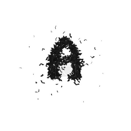 Photo for Static  Halloween Typeface Formed Of Flying Bats with alpha the character A - Royalty Free Image