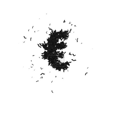 Photo for Static  Halloween Typeface Formed Of Flying Bats with alpha the character Euro - Royalty Free Image