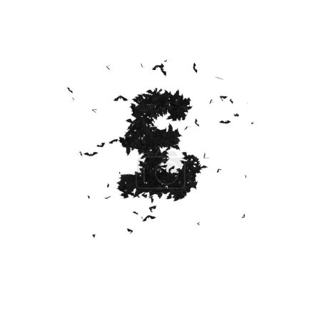 Foto de Tipo de letra estática de Halloween formada por murciélagos voladores con alfa el personaje GBP - Imagen libre de derechos