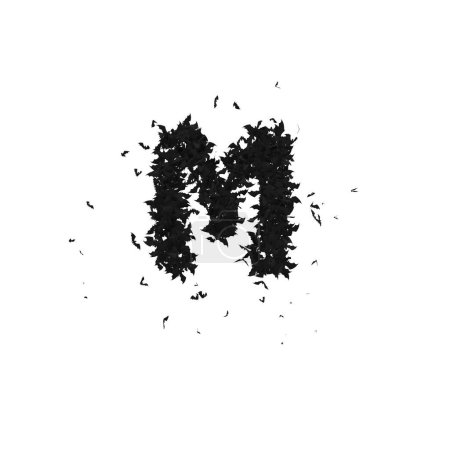 Photo for Static  Halloween Typeface Formed Of Flying Bats with alpha the character M - Royalty Free Image
