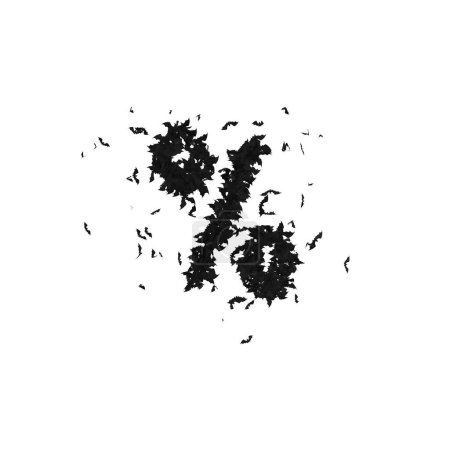 Foto de Tipo de letra estática de Halloween formada por murciélagos voladores con alfa el personaje Porcentaje - Imagen libre de derechos