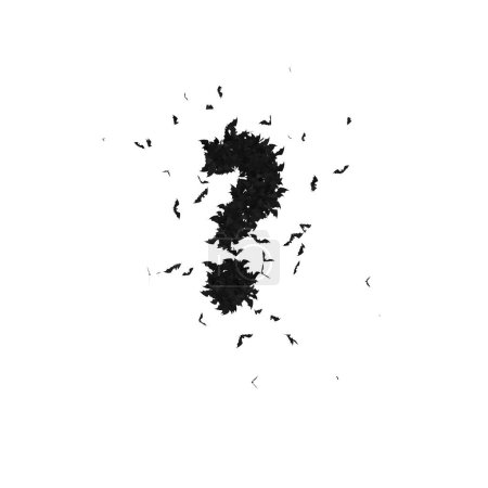 Foto de Tipo de letra estática de Halloween formada por murciélagos voladores con alfa el signo de interrogación del personaje - Imagen libre de derechos