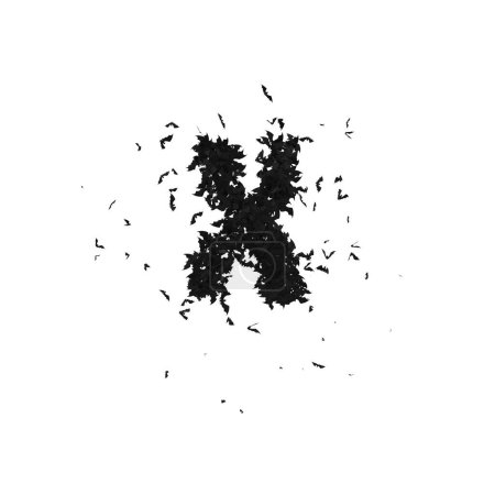 Foto de Tipo de letra estática de Halloween formada por murciélagos voladores con alfa el personaje X - Imagen libre de derechos