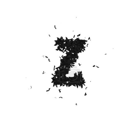 Foto de Tipo de letra estática de Halloween formada por murciélagos voladores con alfa el personaje Z - Imagen libre de derechos