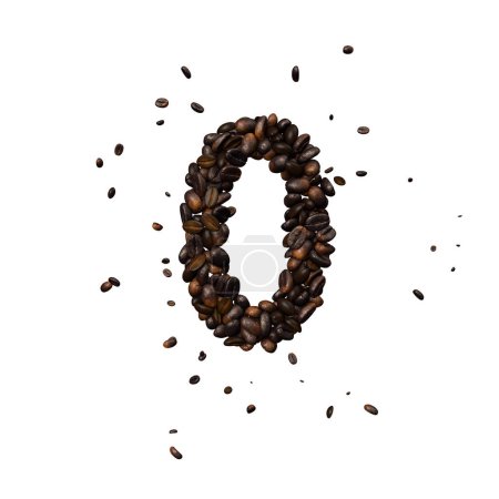 Photo for Coffee text typeface out of coffee beans isolated the character 0 - Royalty Free Image