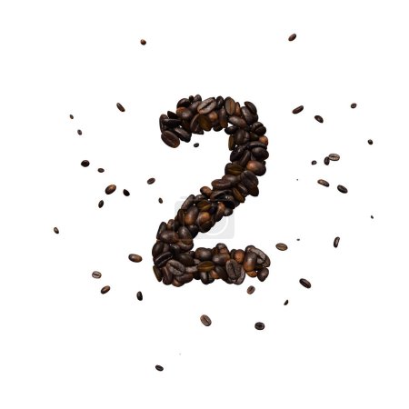 Photo for Coffee text typeface out of coffee beans isolated the character 2 - Royalty Free Image