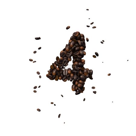 Photo for Coffee text typeface out of coffee beans isolated the character 4 - Royalty Free Image