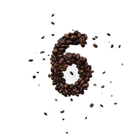 Photo for Coffee text typeface out of coffee beans isolated the character 6 - Royalty Free Image