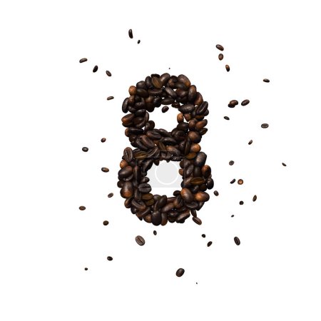 Photo for Coffee text typeface out of coffee beans isolated the character 8 - Royalty Free Image