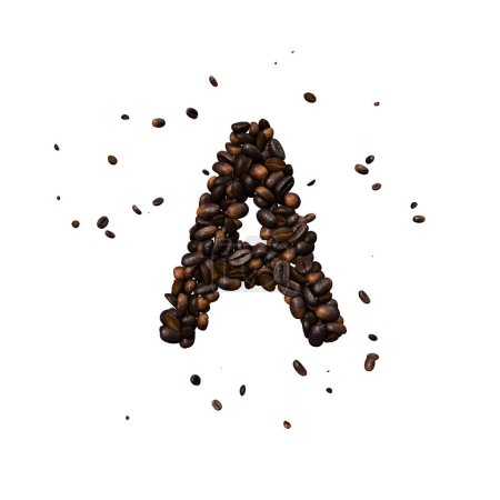 Photo for Coffee text typeface out of coffee beans isolated the character A - Royalty Free Image