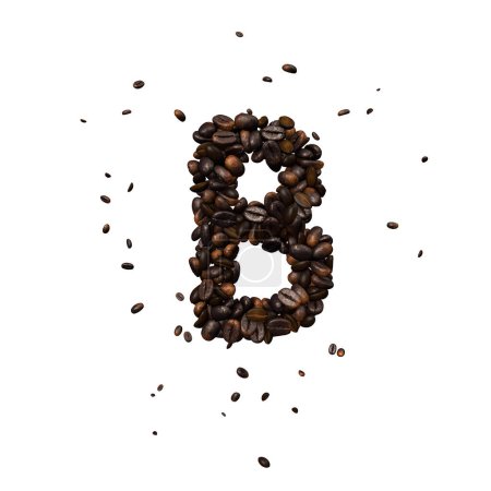 Photo for Coffee text typeface out of coffee beans isolated the character B - Royalty Free Image