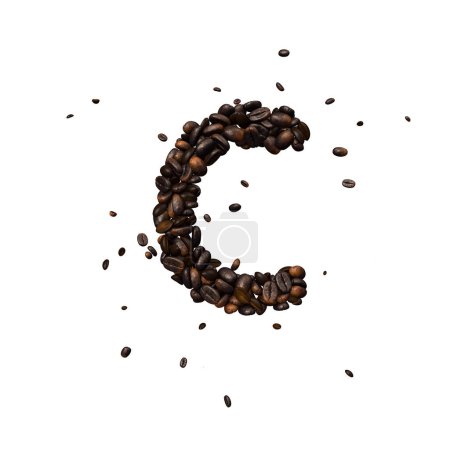 Photo for Coffee text typeface out of coffee beans isolated the character C - Royalty Free Image