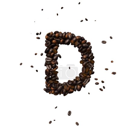 Photo for Coffee text typeface out of coffee beans isolated the character D - Royalty Free Image