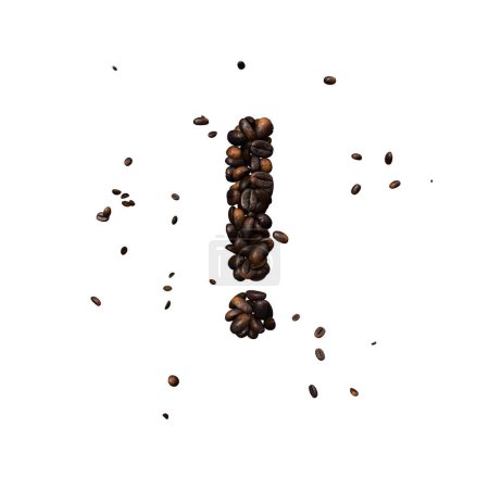 Photo for Coffee text typeface out of coffee beans isolated the character Exclamation point. - Royalty Free Image
