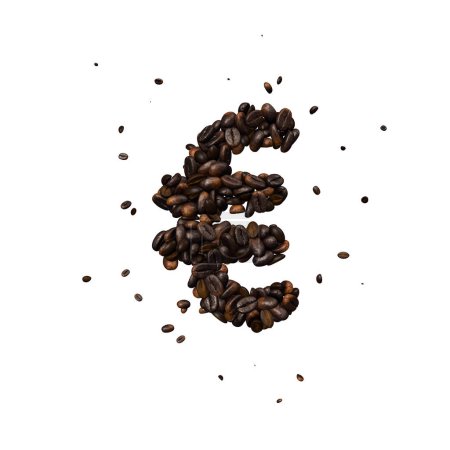 Photo for Coffee text typeface out of coffee beans isolated the character EURO - Royalty Free Image