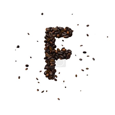 Photo for Coffee text typeface out of coffee beans isolated the character F - Royalty Free Image