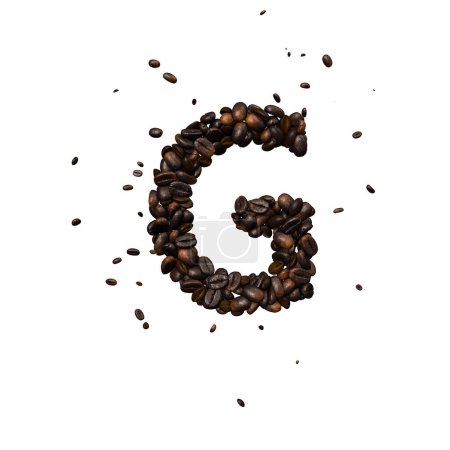 Photo for Coffee text typeface out of coffee beans isolated the character G - Royalty Free Image