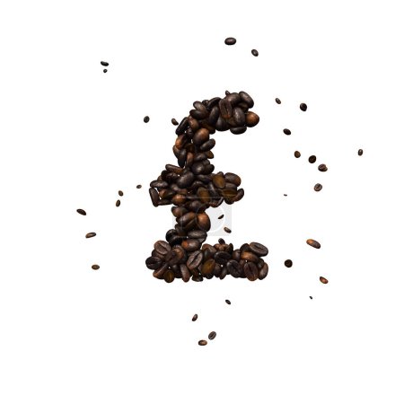Photo for Coffee text typeface out of coffee beans isolated the character GBP - Royalty Free Image