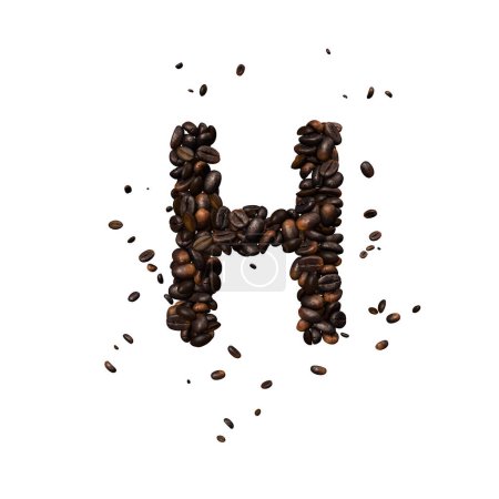 Photo for Coffee text typeface out of coffee beans isolated the character H - Royalty Free Image
