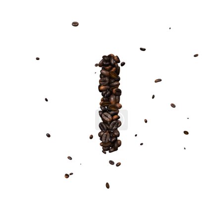 Photo for Coffee text typeface out of coffee beans isolated the character I - Royalty Free Image