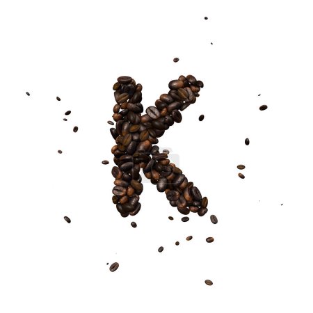 Photo for Coffee text typeface out of coffee beans isolated the character K - Royalty Free Image