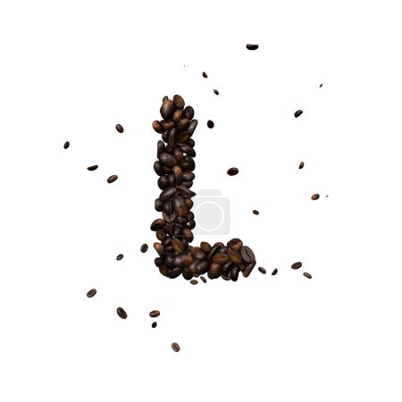 Photo for Coffee text typeface out of coffee beans isolated the character L - Royalty Free Image