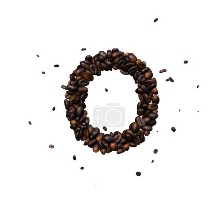 Photo for Coffee text typeface out of coffee beans isolated the character O - Royalty Free Image
