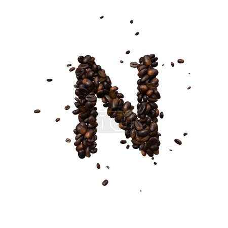 Photo for Coffee text typeface out of coffee beans isolated the character N - Royalty Free Image
