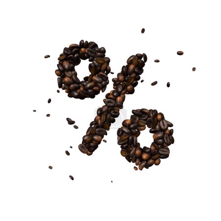 Photo for Coffee text typeface out of coffee beans isolated the character Percent - Royalty Free Image